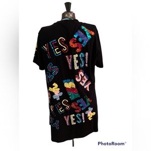 Queen of Sparkles “Yes” dress size Large. Black